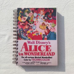 Agenda Semanal Tapa Dura Ring Wire/ Modelo 454/ Póster Vintage Film Alice in Wonderland (1951).