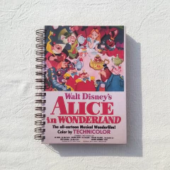 Agenda Semanal Tapa Dura Ring Wire/ Modelo 454/ Póster Vintage Film Alice in Wonderland (1951).