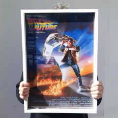 Cuadro en marco madera Kiri Box/Modelo 670/ BTTF Back To The Future Film Póster (Incluye Customizado Marco Blanco Pintado a Mano)