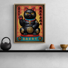 Cuadro en marco madera Kiri Box/ Modelo 705/ MANEKI-NEKO Black N1 en internet