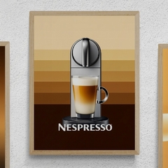 Set de 3 Cuadros en Marco madera Kiri Box Natural/ Modelo 712/ 3 Póster Cafetera NESPRESSO 3-4-5 - tienda online
