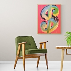 Cuadro en marco madera Kiri Box/ Modelo 330/ Pink Dollar Sign (1981) by ANDY WARHOL