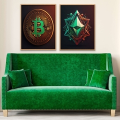 SET de 2 Cuadros en marco madera Kiri Box/ Modelo 562/ BTC & ETH 1/ Incluye a los modelos 563 + 564/ BTC (Bitcoin) 2 + ETH (Ethereum) 2
