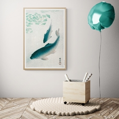 Cuadro en marco madera Kiri Box/ Modelo 296/ Carp or Koi (1926) by Ohara Koson
