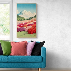 LANG Marco Madera Kiri Box Natural Alargado/ Modelo 452/ Vista de un jardín de azaleas y el monte Fuji (1935) By HASUI KAWASE