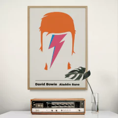 Cuadro en marco madera Kiri Box/ Modelo 478/ Aladdin Sane, Póster David Bowie, 1973.