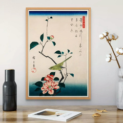 Cuadro en marco madera Kiri Box/ Modelo 633/ Camelia y Ruiseñor (1797-1858) by UTAGAWA HIROSHIGE.