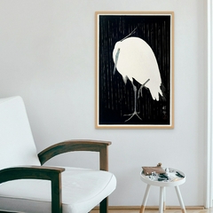 Cuadro en marco madera Kiri Box/ Modelo 635/ Egret in the rain (1925 - 1936) by Ohara Koson.
