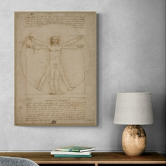 Cuadro en marco madera Kiri Box/Mod 653/ The Vitruvian Man, 1492 by Leonardo Da Vinci. - comprar online