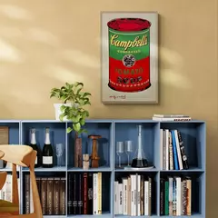Cuadro en marco madera Kiri Box/ Mod. 676/ CAMPBELL'S Soup Can GREEN & RED (1965) Print Litografía Original. - 1920®objetos de diseño 