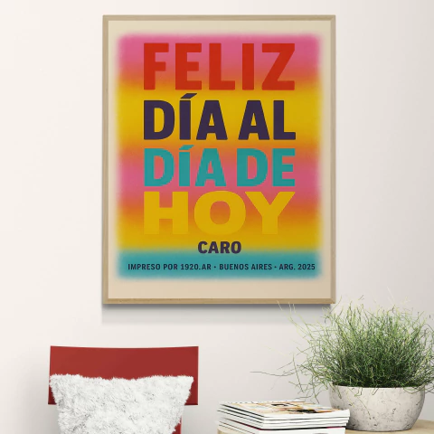 Cuadro en marco madera Kiri Box/ Modelo 755 / FELIZ DÍA AL DÍA DE HOY By CARO. - comprar online