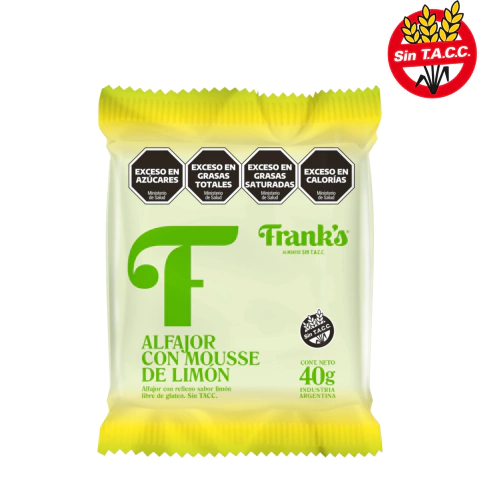 ALFAJOR DE MOUSSE DE LIMON 40 Grs. FRANKS SIN GLUTEN - comprar online