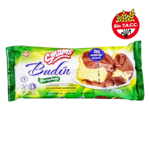 BUDÍN MARMOLADO SIN AZUCAR AGREGADA SMAMS 200GR SIN TACC - comprar online