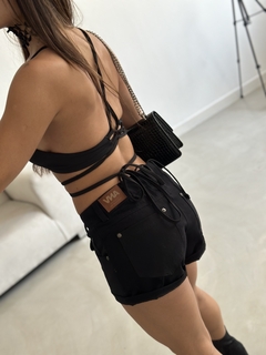 Short bass gabardina negro - tienda online