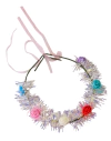 Vincha con Flores y Pelitos Tornazolados - Importado -