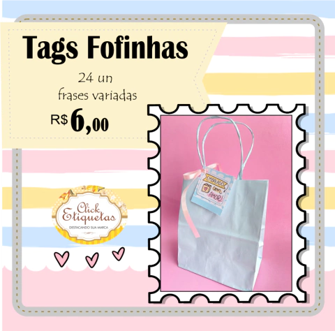 Tags fofinhas 24 unidades