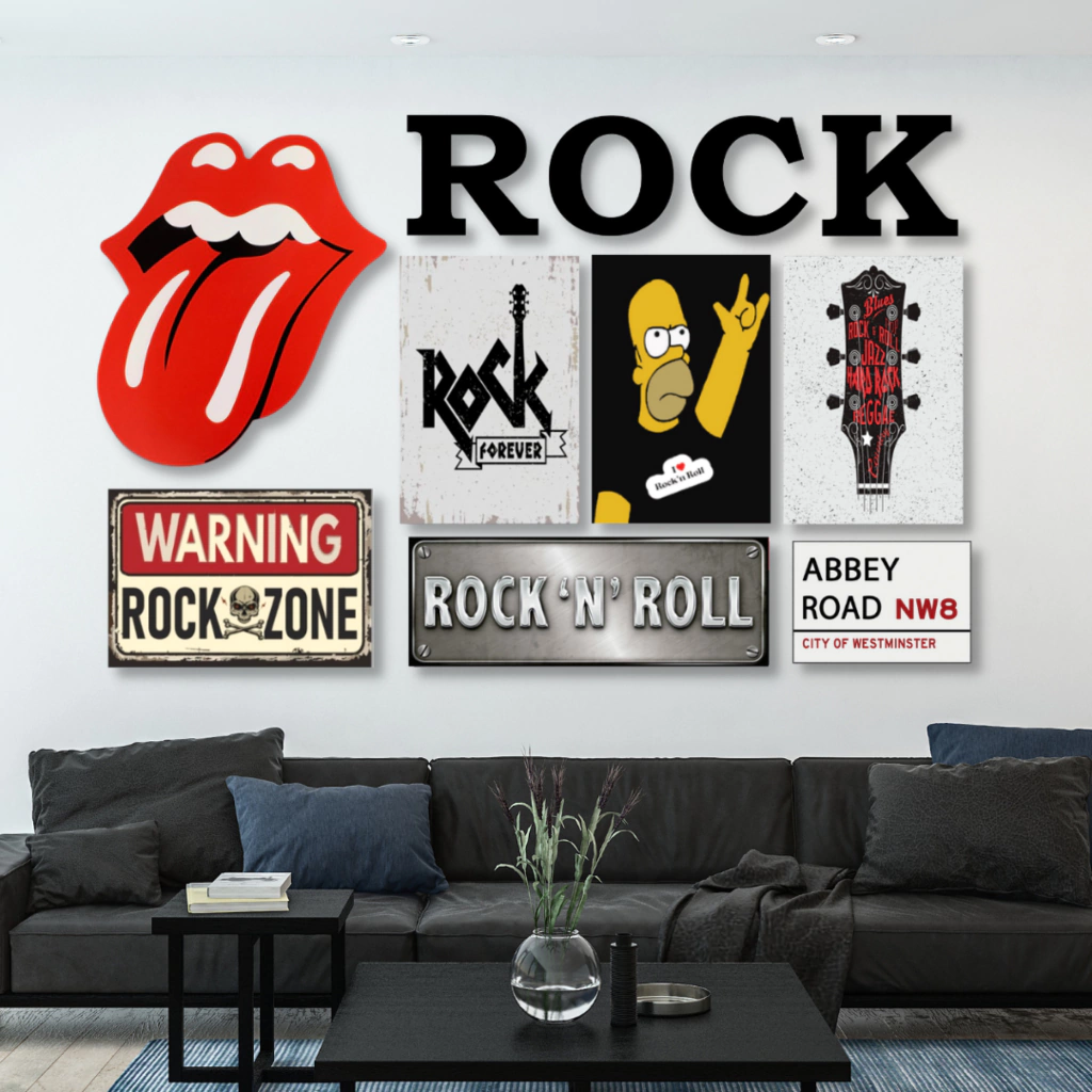 KIT 8 PLACAS ROCK FOREVER C/ LETRAS ROCK