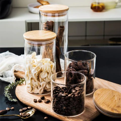 Kit 5 Potes De Vidro Com Tampa Bambu 1800/950/600ml - loja online