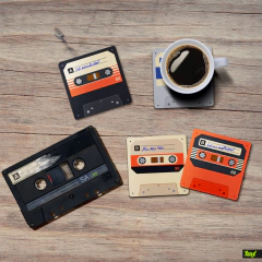 Jogo de Porta Copos Fita Cassete K7 Retrô Vintage - 4 peças - Geleia Presentes Criativos, Diferentes, Legais e Originais