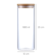 Kit 3 Potes Herméticos Vidro Tampa Bambu 25 x 10 cm 1800ml - loja online