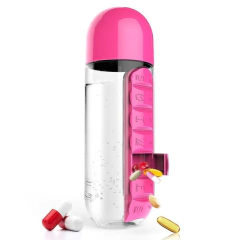 Garrafa com Porta Comprimidos Cápsulas dias da semana 600 ml - Geleia Presentes Criativos, Diferentes, Legais e Originais