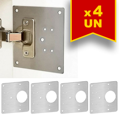 Kit 4 Placas Universais Dobradiça Aço Inox 24 parafusos