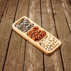 Petisqueira Retangular 3 Divisórias em Bambu