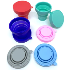 Imagem do Copo Retrátil Dobrável Sanfonado em silicone com tampa