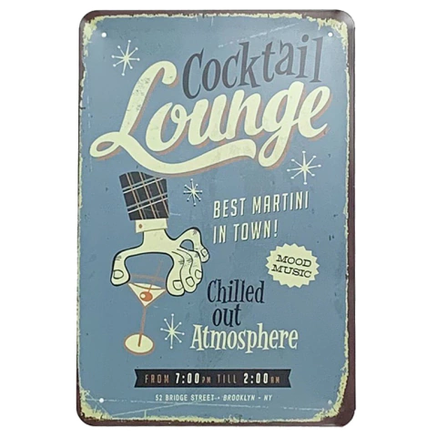 Placa de Metal Cocktail Lounge