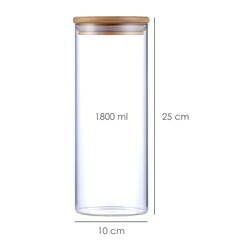 Imagem do Kit 5 Potes De Vidro Com Tampa Bambu 1800/950/600ml