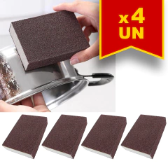Kit 4 Esponja Mágica para Panelas Inox Forno Remove Ferrugem