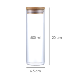 Kit 5 Potes De Vidro Com Tampa Bambu 1800/950/600ml - comprar online