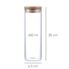 Kit 5 Potes De Vidro Com Tampa Bambu 1800/950/600ml - comprar online