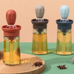 Porta Óleo Dispenser 2 em 1 com escova pincel em silicone