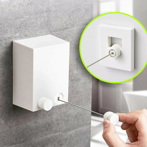 Varal Retrátil de parede Corda Ajustável em aço inox