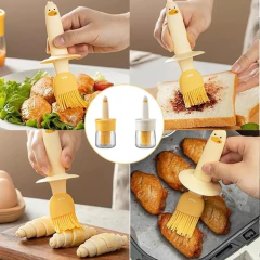 Porta Óleo Dispenser Patinho 2 em 1 com Pincel em Silicone