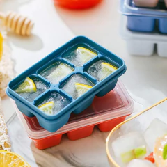 Kit 3 Forma de Gelo Tampa com Base Silicone solta cubo fácil