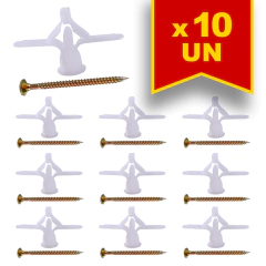 Kit 10 Bucha Âncora Gesso Drywall com Parafuso