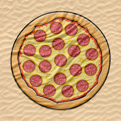 Toalha de Praia estilo Canga Pizza Peperoni - Geleia Presentes Criativos, Diferentes, Legais e Originais