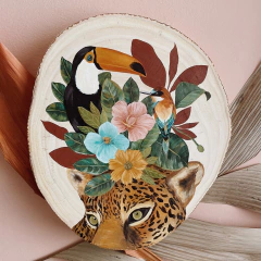 Madeira Onça-pintada Tucano 30cm