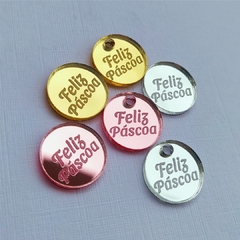 Aplique TAG Feliz Páscoa - kit com 10 und. Acrílico na internet