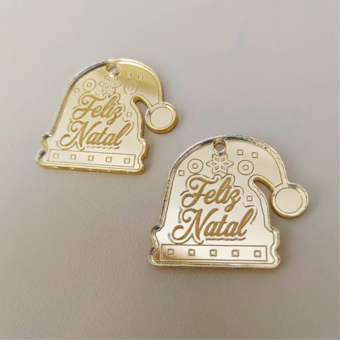 Gorro - Aplique Natal em Acrílico - kit com 10 und.
