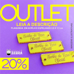 OUTLET - Plaquinha Acrílico Espelhado - 3,5 x 1,1 cm - OURO