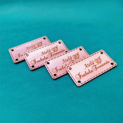 Etiqueta Lilás - 4,0 x 2,0 cm - Couro Sintético