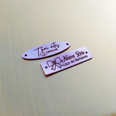 Etiqueta Lilás - 5,0 x 1,5 cm - Couro Sintético