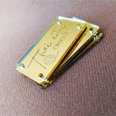 Plaquinha Acrílico Espelhado - 4,0 x 2,0 cm - Dourado