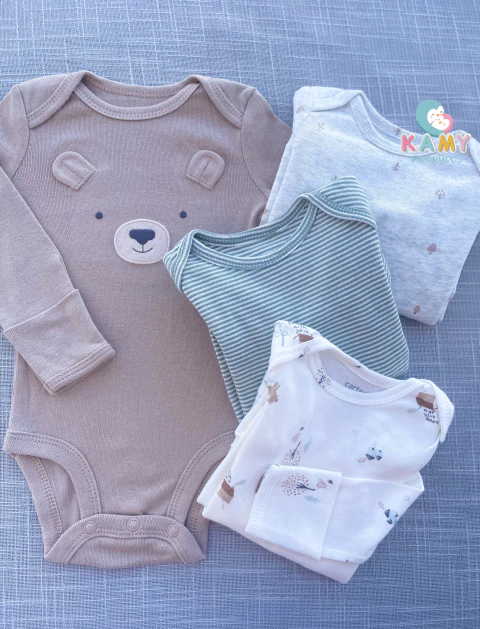 KIT BODY CARTERS MANGA LONGA 4 PEÇAS - URSO 3D (NOVA COLEÇÃO) - comprar online