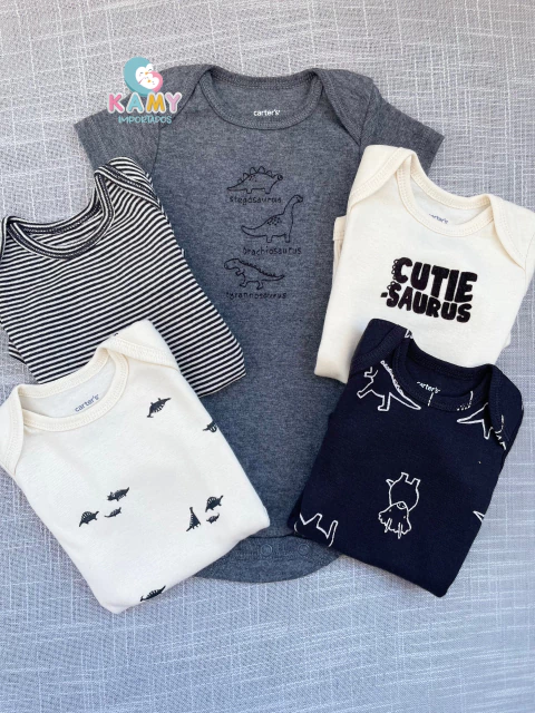 KIT 5 BODY MANGA CURTA CARTER'S - DINOSSAUROS -LANÇAMENTO - comprar online