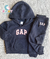 CONJUNTO MOLETOM FLANELADO GAP - AZUL MARINHO LOGO ROSA - LANÇAMENTO