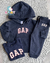 CONJUNTO MOLETOM FLANELADO GAP - AZUL MARINHO LOGO ROSA - LANÇAMENTO - comprar online